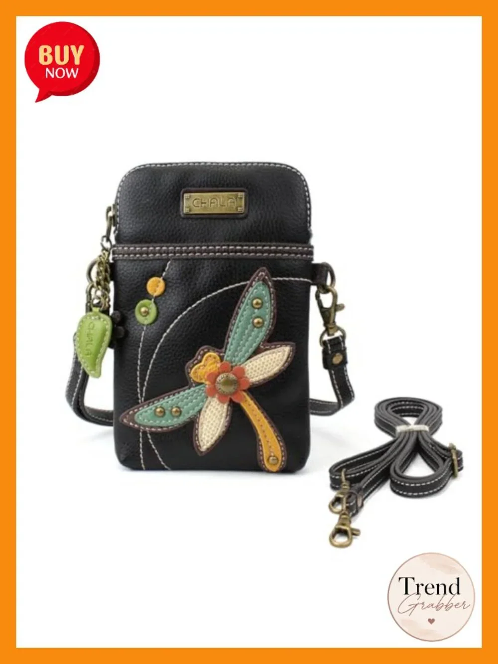 PU Leather Canvas Crossbody Cell Phone Purse with Adjustable Strap